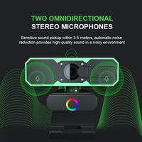 Cámara Web USB para Streaming 1080P 60fps con Cubierta de Privacidad, Micrófonos Duales y Luz RGB para Creadores de Contenido