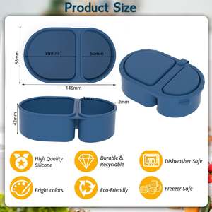 Lonchera Ecológica de Silicona con 2 Compartimentos, Contenedor de Salsa Hermético, Tapa Reutilizable, Lonchera Personalizada con Serigrafía de la Marca AX - Product Image 2