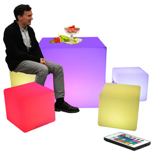 Event decorating supplies led bar cube chairs illuminated cube stool plastic led cube seating