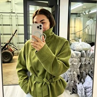 Jas Trench Pendek Wanita Gaya Eropa Amerika, Bahan Suede Imitasi, Lengan Kelelawar, Kerah Berkancing, Warna Solid untuk Musim Panas