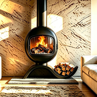 Poêle à bois autoportant anthracite du fabricant, avec banc de 1 m, pour salon, salle à manger, villa, cheminées à granulés en acier