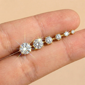 Clásicos Pendientes de Plata S925 con 6 Puntas, Baño de Rodio, Morganita Color D, Parte Trasera Plana, Tamaños Múltiples 2.5mm 3mm 4mm, para Cartílago, Regalo - Product Image 4