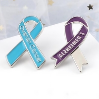 Broche espoir officielle bon marché en gros personnalisé sensibilisation au cancer du sein rouge rose or jaune ruban épinglette en métal