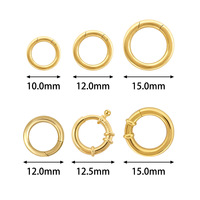 Fermoir en or 18 carats véritable AU, type anneau en O, 10mm, 12mm, 15mm, 18mm, composant de connexion et accessoire de fermeture pour la fabrication de bijoux