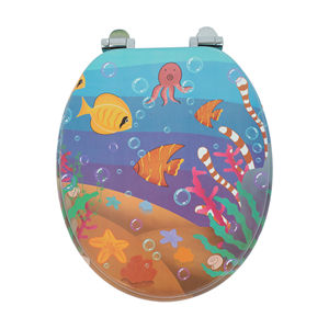 Asiento de inodoro de baño MDF de forma redonda cubierta de asiento Loo de cierre suave antibacteriano - Product Image 3