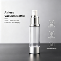 Flacon pompe cosmétique sans air 15ml 30ml 50ml, flacon transparent argenté pour emballage de sérum et de lotion pour soins de la peau
