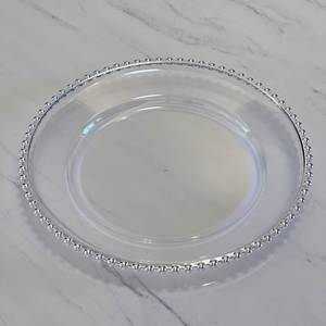 13" <b>Plastic</b> Gold Beaded Charger for Luxury Wedding Plates Modern Acrylic Clear Plate Dish European Serving Dish - Product Image 3