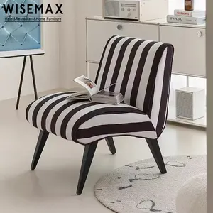 WISEMAX现代小泰迪弹跳臂无椅子无口音椅黑白条纹sillones para sala scoop休闲椅