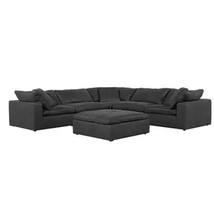 Puf-Conjunto de sofá seccional modular para el hogar, muebles modernos de estilo europeo, color negro otomano, venta al por mayor