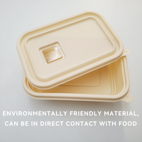 Boîte à lunch jetable carrée en plastique PP personnalisable, biodégradable, respectueuse de l'environnement, adaptée au micro-ondes, en amidon de maïs