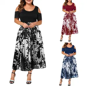New Style customized Vintage Floral Printed Fashion Elegant Summer plus size casual women's dresses