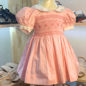 ชุดเดรสผ้าฝ้ายลายดอกไม้สำหรับเด็กผู้หญิงชุดเดรสสำหรับเด็กผู้หญิงสีชมพูทำด้วยมือ - Product Image 4