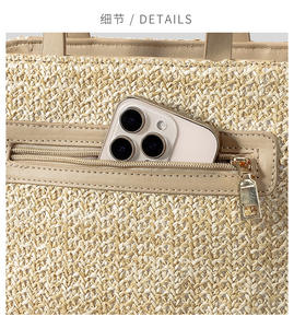 Luxe 2025 Sac En <span class=keywords><strong>Raphia</strong></span> Gros Sac De Paille D'été Plage Sac À Main Écologique Femmes Tissé À La Main Rafia Sac Fourre-Tout - Product Image 5