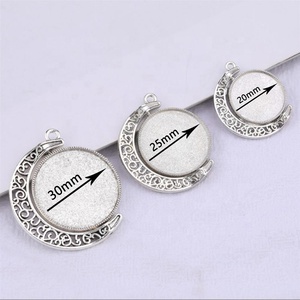 DIY Schmuck Zubehör Ramadan Crescent Moon Lünette Kreis Blank <span class=keywords><strong>Tray</strong></span> Charms Anhänger Cabochon Einstellungen Cameo Base für Halskette - Product Image 3
