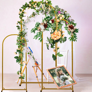 <strong>Gold</strong> Wedding Arch <strong>Backdrop</strong> Stand Set of 3 Balloon Arch Stand Metal Arch <strong>Backdrop</strong> Stand for Birthday Party Wedding - Product Image 2