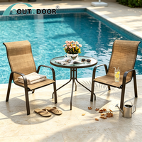Ensemble de table de jardin moderne pliable et imperméable en aluminium et maille textile pour hôtel, hôpital, école, villa, usage extérieur