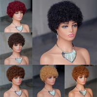 Perruques Courtes Bouclées Pixie en Cheveux Humains pour Femmes, Perruque Pixie Bouclée Entièrement Faite à la Machine, Cheveux Humains Brésiliens