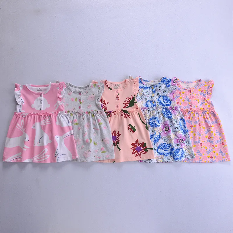 Nuevo verano 0-3 años bebé niña ropa Floral sin mangas algodón bebé vestido