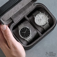 Étui de voyage pour montres personnalisé avec logo, pour 2 montres, en cuir grainé avec fermeture éclair, boîte de rangement et protection pour montres homme, vente en gros usine