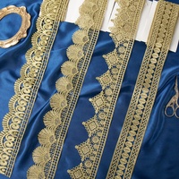 Accessoires textiles en gros : Bordure en dentelle brodée dorée à fil métallique