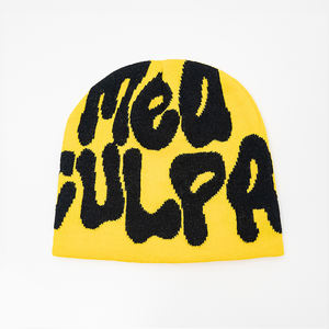 หมวกถักลายหัวกะโหลกผ้าแจ็คการ์ดถักแบบกลับด้านได้สำหรับ Y2K ฤดูหนาวออกแบบได้ตามต้องการปัก3D สำหรับชายหาดหรือธุรกิจ - Product Image 2