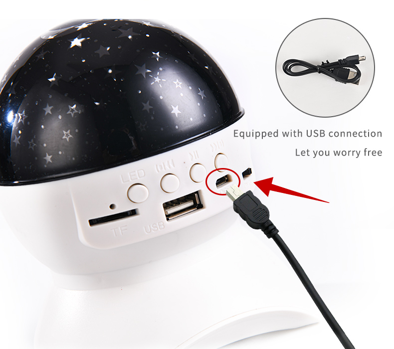 Bluetooth speakers star light USBprojection romantic small night light LED all over the sky star rotating music atmosphere light