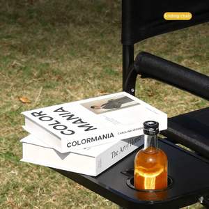 Chaise de camping en fer, pliable, robuste, avec table latérale, pour adultes, poche, plage, pêche, pique-nique, concert, utilisation en extérieur - Product Image 4