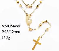 Chapelet catholique croix en acier inoxydable 4mm perles collier chrétien bijoux religieux