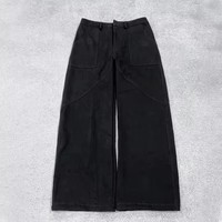 Jeans baggy streetwear personnalisés pour hommes, style Y2K gothique, broderie tête de mort, pantalon en denim noir à jambe large avec œillets métalliques, fabricant B2B