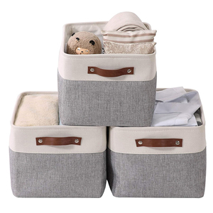 Citylife Foldable Storage Bins Organizer Collapsible Cube Fabric Linen Canvas Storage Baskets Fabric Storage Boxes