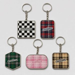 Porte-clés personnalisés en gros de haute qualité à motif à carreaux classiques, design tendance, souvenir de mode - Product Image 1