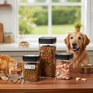 Vacare Plastic <b>Vacuum</b> <b>Sealed</b> Pet Food <b>Container</b> with Date Tracker Keep Dog Cat Food Fresh Longer Moisture-Proof - Product Image 1