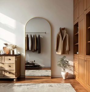 <span class=keywords><strong>Specchio</strong></span> a Figura Intera <span class=keywords><strong>da</strong></span> Terra in Alluminio con Cornice ad Arco in Stile Francese, Nuovo di Zecca, Antiesplosione e Temperato HD - Product Image 5