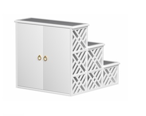 Escaleras para mascotas con diseño tallado 3D de MDF blanco moderno, escalones decorativos fuertes para mascotas, sala de estar puerta trasera para, dormitorio, villas, Apartamentos - Product Image 6