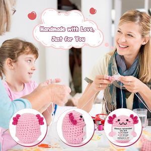 Yuhungtoys 수제 크로 셰 뜨개질 Axolotl 미니 박제 동물 장난감 면 PP 면 졸업 선물 정서적 지원 봉제 - Product Image 5