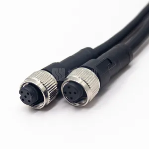 Conjunto de cable M12 a conector 2pin 3pin 4pin 5pin 6pin 7pin 8pin 12pin 17pin macho a hembra cable sobremoldeado