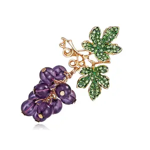 Mode coréenne nouvelle ficelle de raisin strass diamant broches de créateur de luxe femmes peinture à l'huile broche broches de plantes de fruits