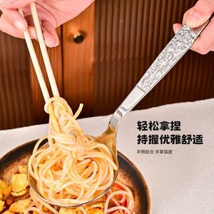 Hammered Stainless Steel Large Soup Spoon Thickened Round Head For Serving Rice Noodles Hot Pot Cooking Tool - Product Image 3