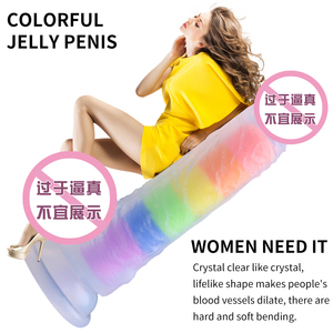 Consolador de silicona arcoíris con cabeza de hongo suave para mujer, masturbador líquido colorido, producto de masaje - Product Image 4