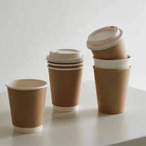 แก้วกาแฟกระดาษรีไซเคิลแบบสองชั้นพิมพ์ลายตามสั่ง พร้อมฝาปิด สำหรับเครื่องดื่มร้อน ย่อยสลายได้ - Product Image 4