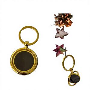 Coffret Cadeau d'Affaires : Porte-clés Rotatif en Cuir et Métal avec Cadre Doré, Mousqueton, Porte-clés Promotionnels Faits Main, Logo Personnalisé, Luxe - Product Image 1