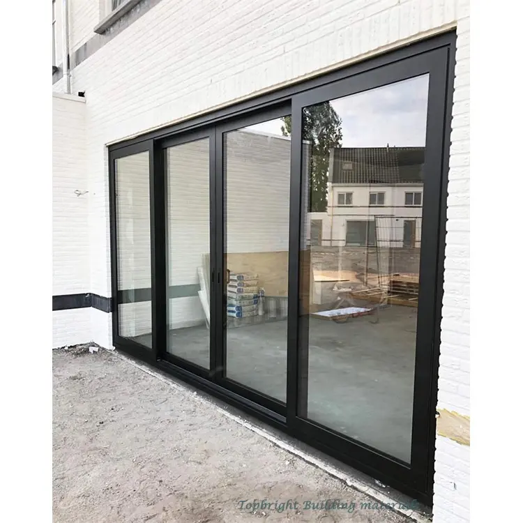 Retractable panoramic sliding metal door hanging aluminium alloy glass patio sliding doors