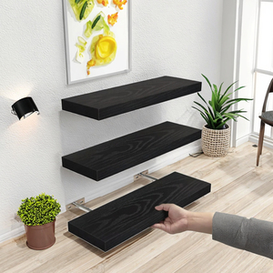 <span class=keywords><strong>Étagère</strong></span>s murales flottantes en bois noir personnalisées pour salle de bain, <span class=keywords><strong>cuisine</strong></span>, salon, pour pot de fleurs, <span class=keywords><strong>étagère</strong></span> <span class=keywords><strong>murale</strong></span> en bois - Product Image 2