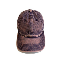 Casquette de baseball non structurée à 6 panneaux en denim de coton délavé foncé, style vintage, avec logo brodé personnalisé et dos métallique, modèle Dad Hat