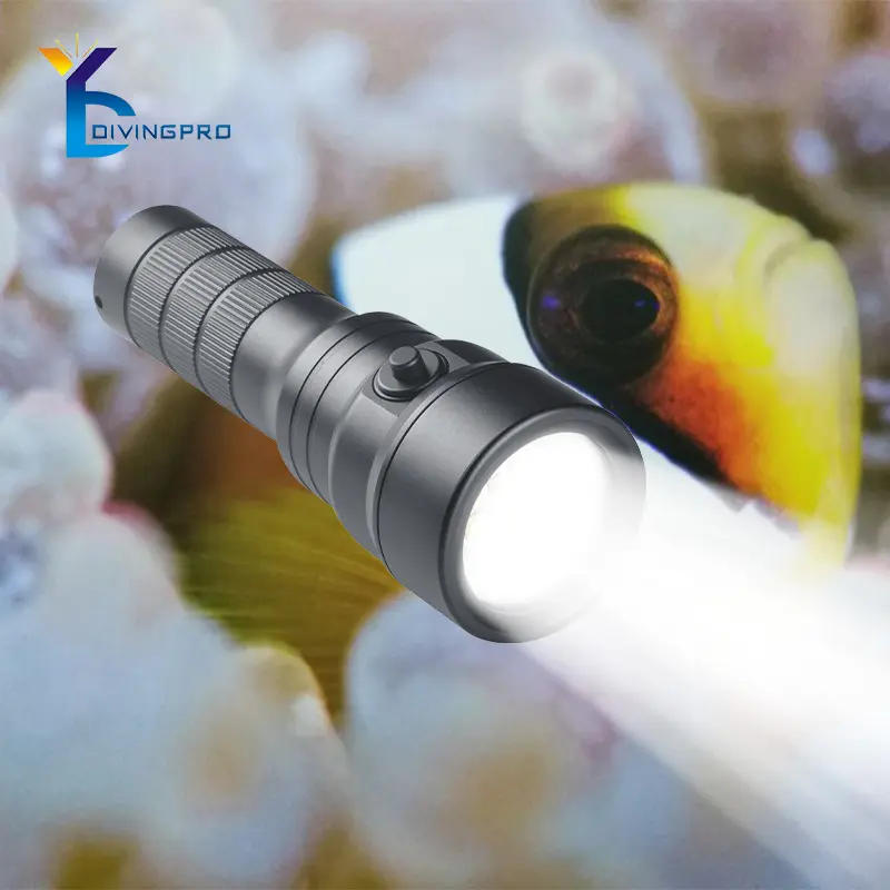 D58A profesyonel sualtı video el feneri 4500lm IP68 100m tüplü torch dalış kamera ışığı