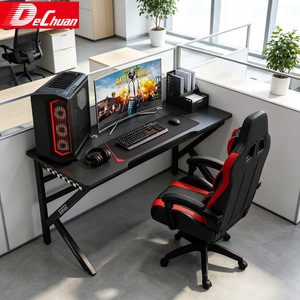 Escritorio para Juegos de Computadora Resistente en Rojo y Negro con Base en X y Soporte Integrado para <span class=keywords><strong>Torre</strong></span> - Product Image 6