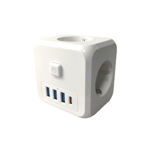SLS Smart Power Cube Socket EU Plug Multifunctional Power Strip with USB Port 1.5m Extension Cord for Home Office Travel