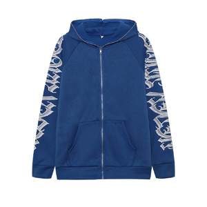 Unisex Y 2 <span class=keywords><strong>k</strong></span> Zip up con scritta grafica su faccia Punk Goth felpe con cappuccio e felpe estetiche per uomo - Product Image 1