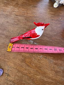 Handblown <b>Glass</b> Bird Figurine Red White <b>Christmas</b> Animal Theme Decor Craft <b>Ornament</b> - Product Image 4
