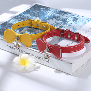 Collares para mascotas de color sólido con lazo y campana ajustables para gatos pequeños - Product Image 5